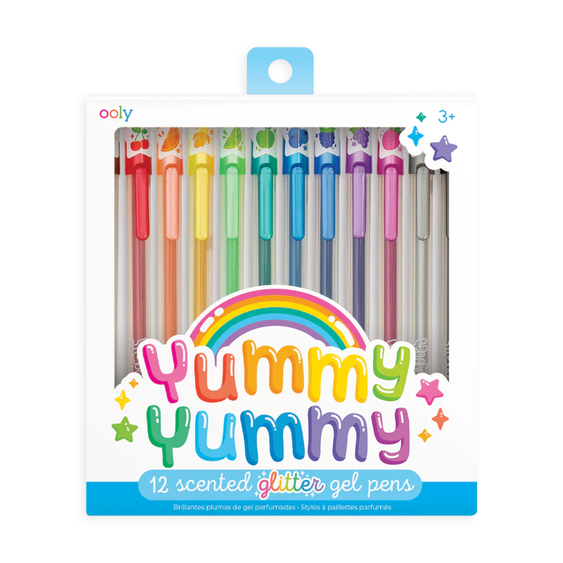 Yummy Yummy Set of 12 Scented Glitter Gel Pens – Green Hippo Gifts