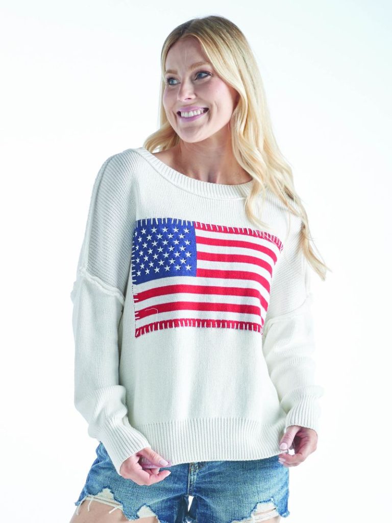 USA Sweater with Ivory Background Simply Southern