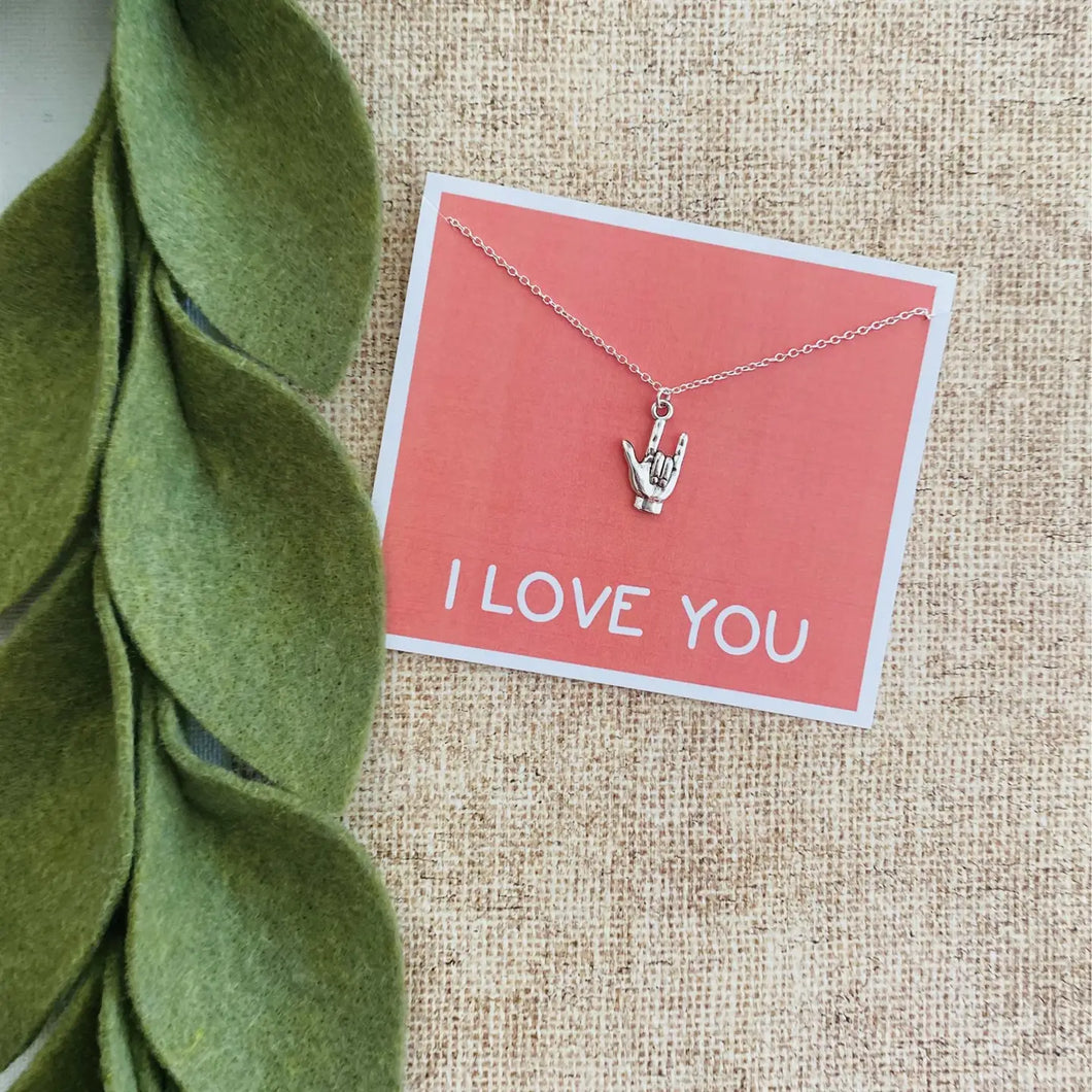 Silver I Love You Beautiful Necklace & Gift Card Combo