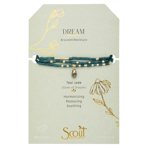 Teal Jade and Pyrite Gold Teardrop Wrap-Stone of Dreams