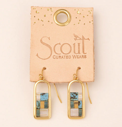 Good Karma Miyuki Frame Earrings - Turquoise/ Gold