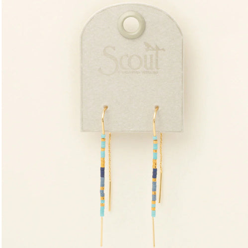 Chromacolor Miyuki Thread Earrings - Cobalt Multi/ Gold