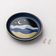 Moonlight and Midnight Blue Jewelry Dish & Stud Earring Set