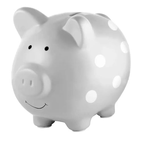 Gray Polka Dot Piggy Bank