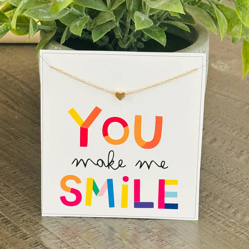 You Make Me Smile Heart Necklace On Stationery Card Gift