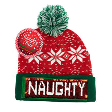 Holiday Naughty or Nice Sequin Pom Hat