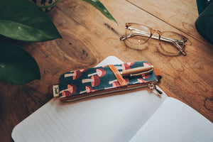 Navy Mushroom Notebook Pouch