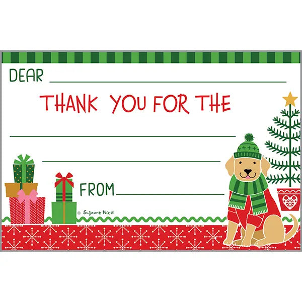 Christmas Dog Kids Holiday Thank You Postcard