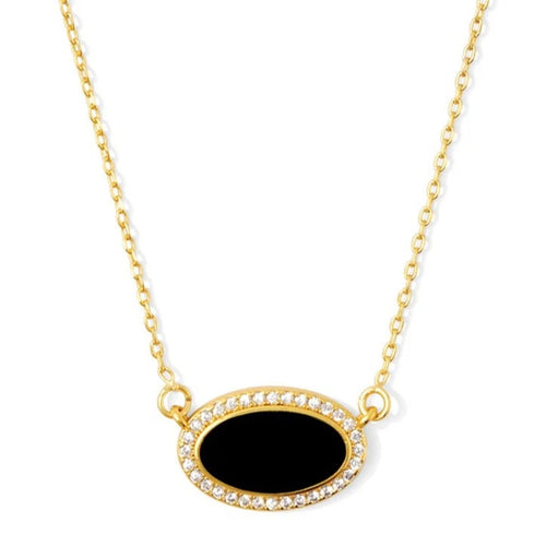 Pave Colorful Oval Necklace - Black