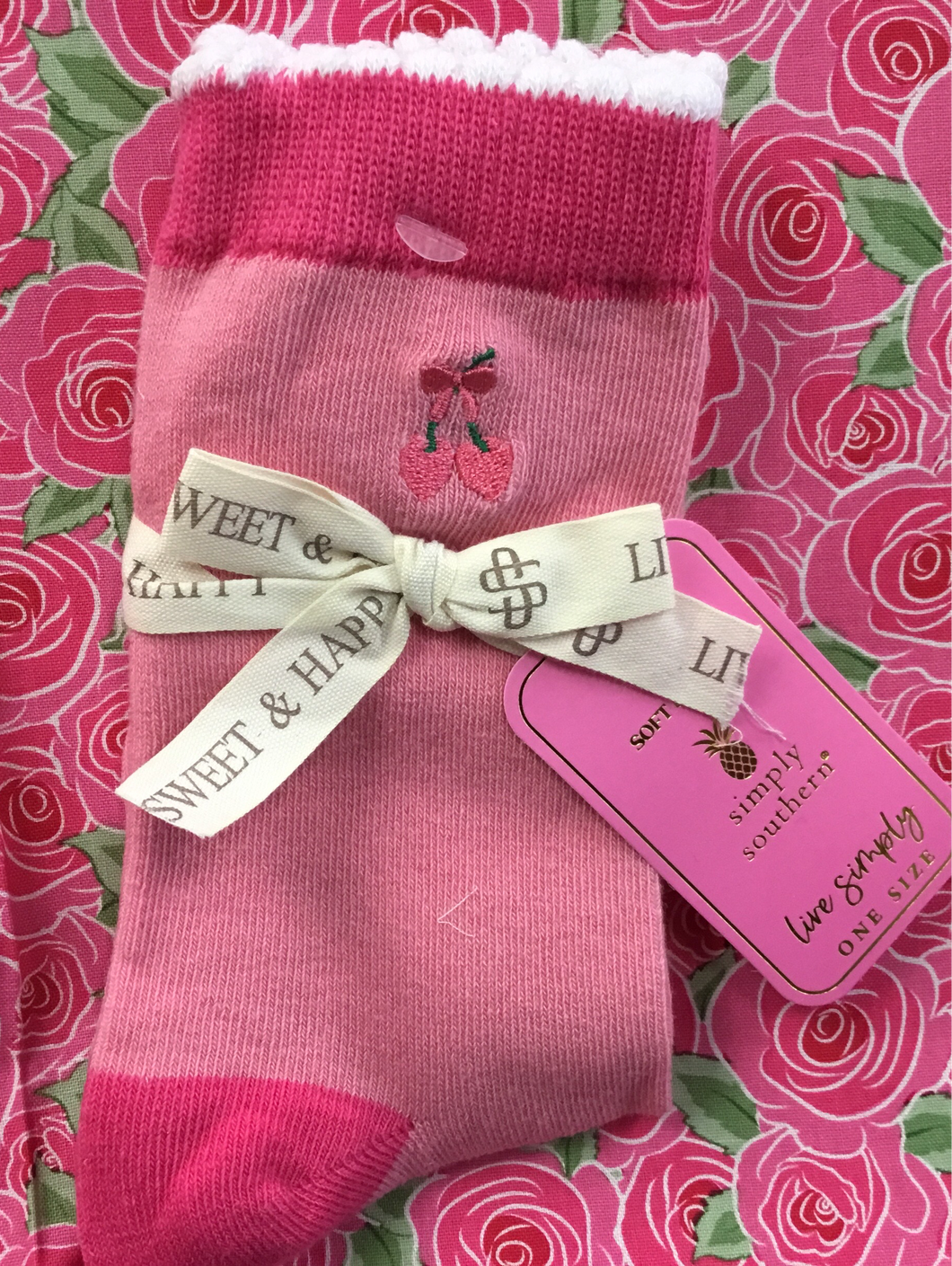 Simply Southern Pink with Cherries Socks