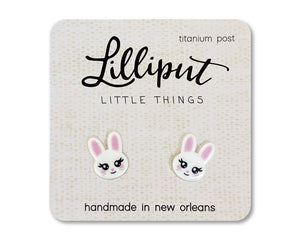 Lilliput White Easter Bunny Earrings