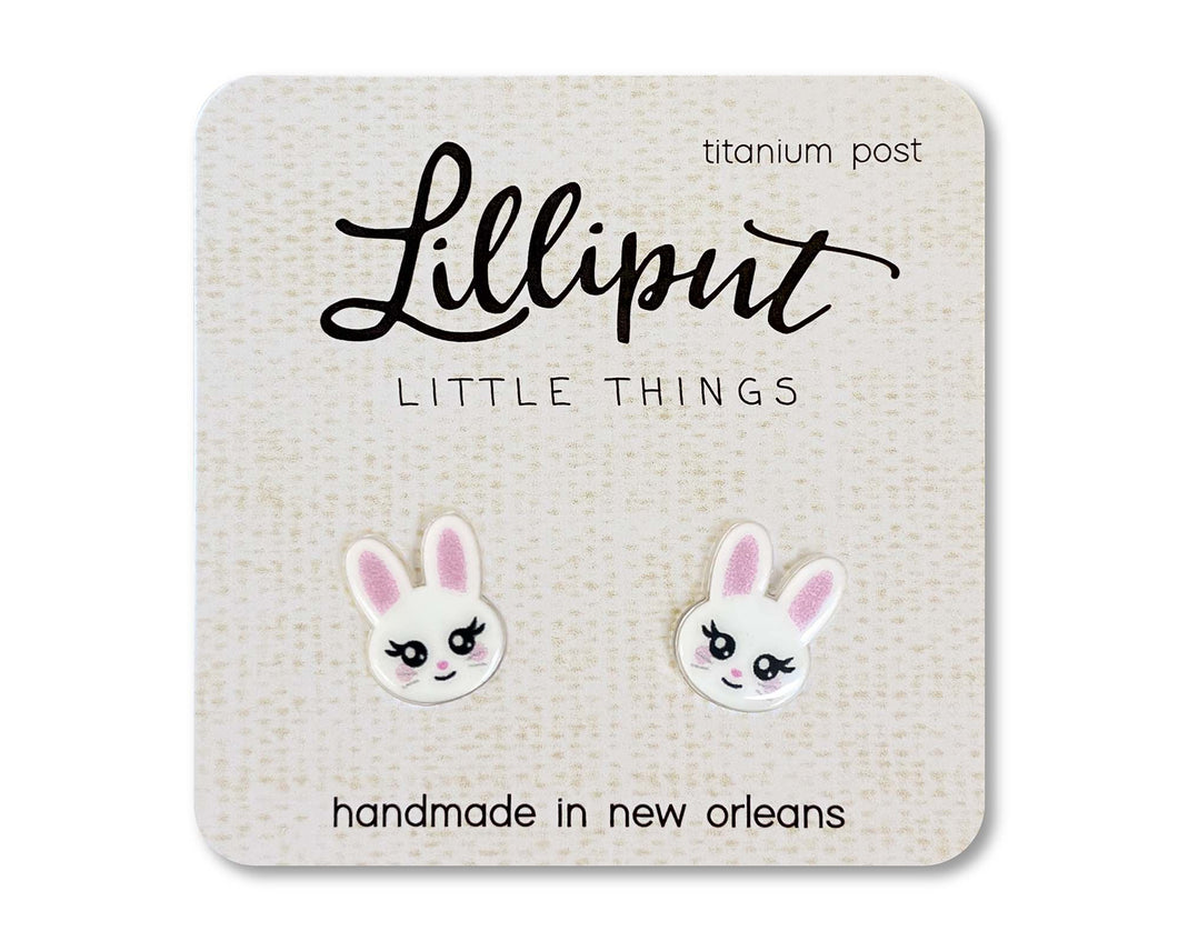 Lilliput White Easter Bunny Earrings