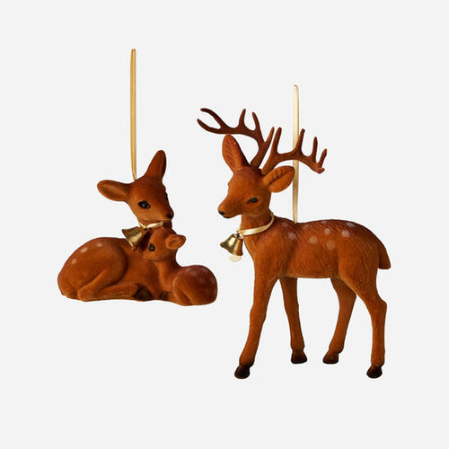 Flocked Deer Ornament