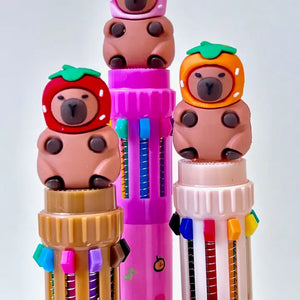 Capybara with Hat 10-COLOR Retractable Ball Pen