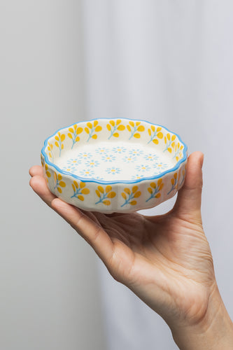 Blue and Yellow Floral Tartelette dish