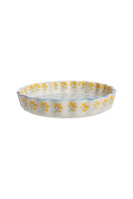 Blue and Yellow Floral Quiche dish