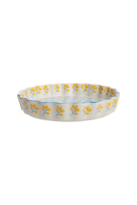 Blue and Yellow Floral Quiche dish