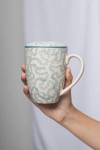 Rustic Cup with Tea Strainer and Ceramic Lid