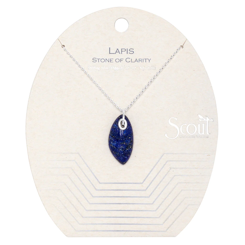 Lapis and Silver Stone of Clarity Organic Stone Necklace