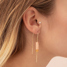 Amazonite, Amber, and Gold Rectangle Stone Earring