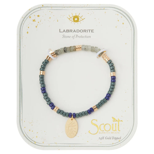 Laborite and Gold Stone Intention Charm Bracelet