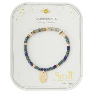 Laborite and Gold Stone Intention Charm Bracelet